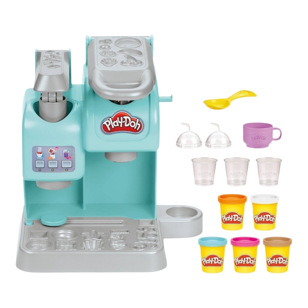Kids Colorful Cafe Kitchen Playset, 11 Piece Pretend Coffee & Dessert Maker Toy